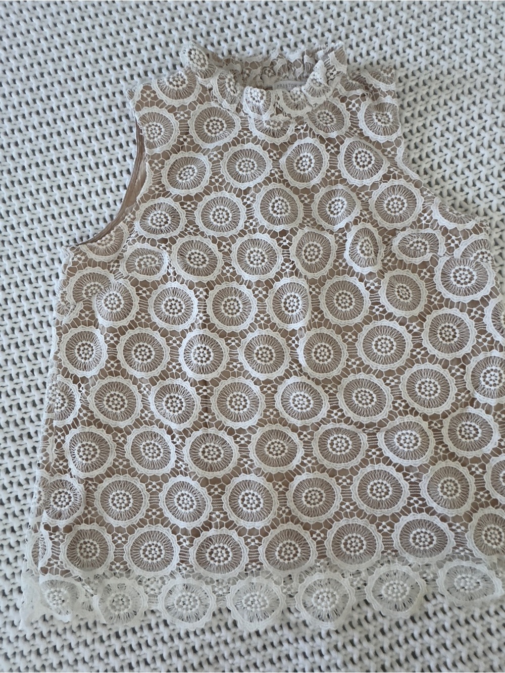 Lace Top Preston York Sleeveless Mock Neck Floral Lace Shift Size 14